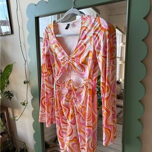 H&M Pink and Orange Swirl Dress